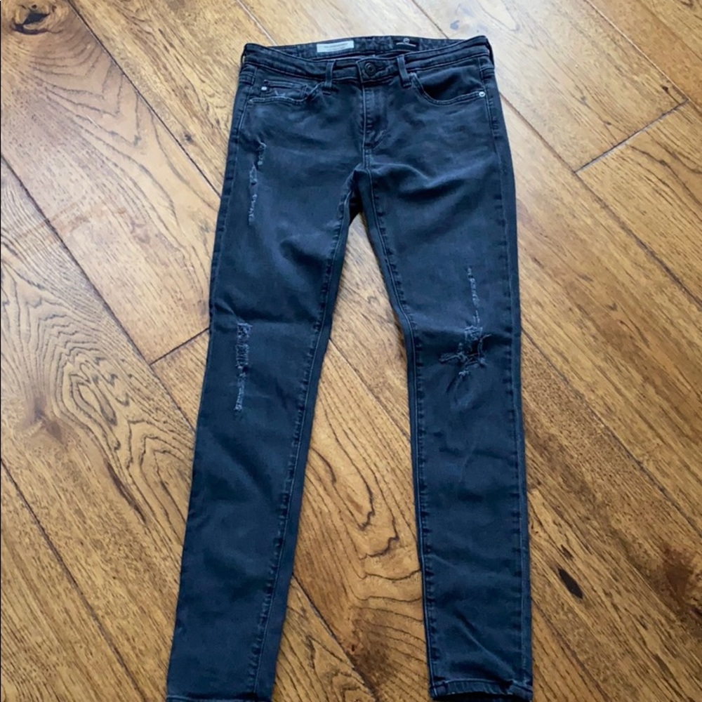AG Distressed Black Jeans
